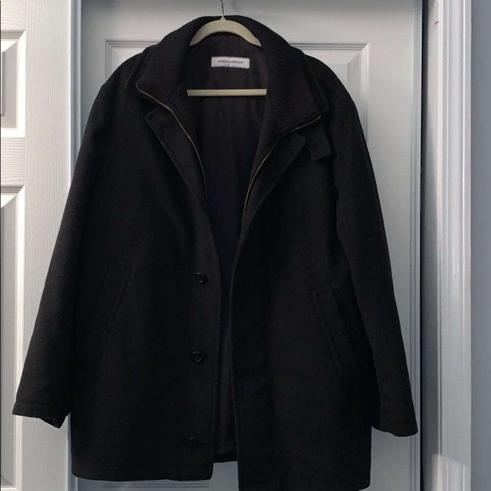 Joseph Abboud black peacoat w/ zipper and buttons